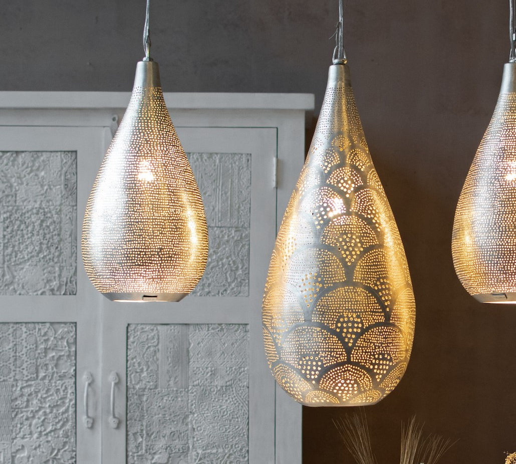 Silver Filisky and Filigrain Moroccan Pendant Lights 