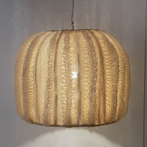 large round natural loofah pendant light by Zenza