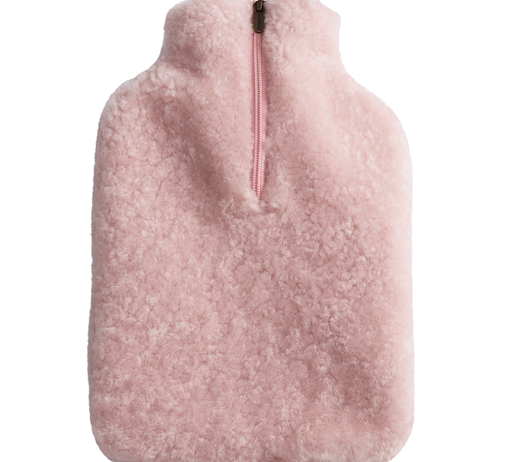 pink sheepskin hot water bottle 