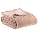 pink velvet throw with fringe edges
