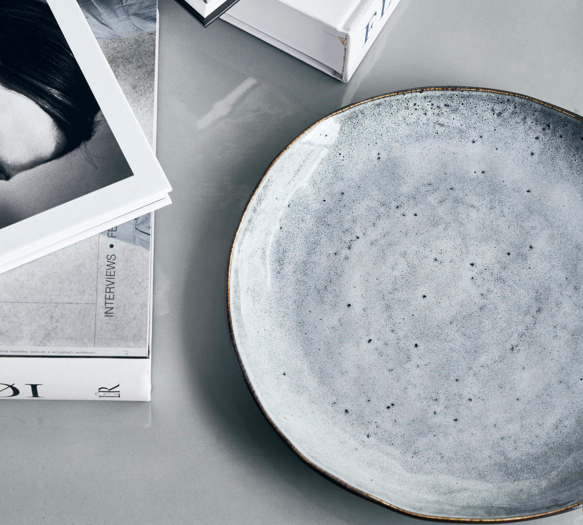 grey rustic dinner plate by House Doctor
