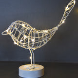 white metal robin light