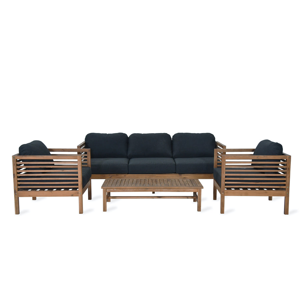 Sennen wooden garden sofa set with dark grey cushions