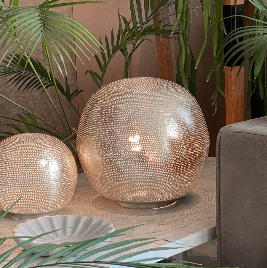 silver ball Moroccan style table light