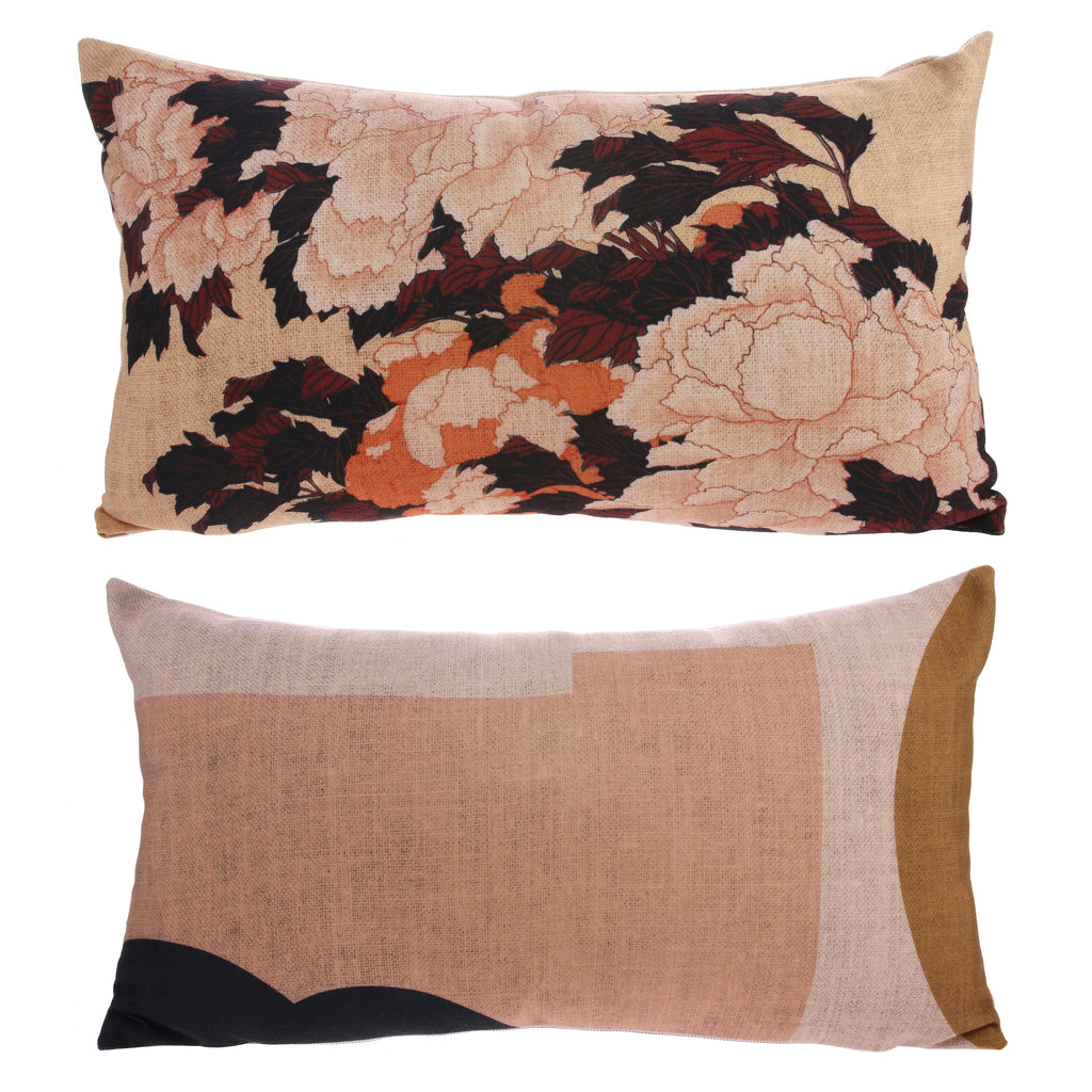 Pink floral reversible cushion