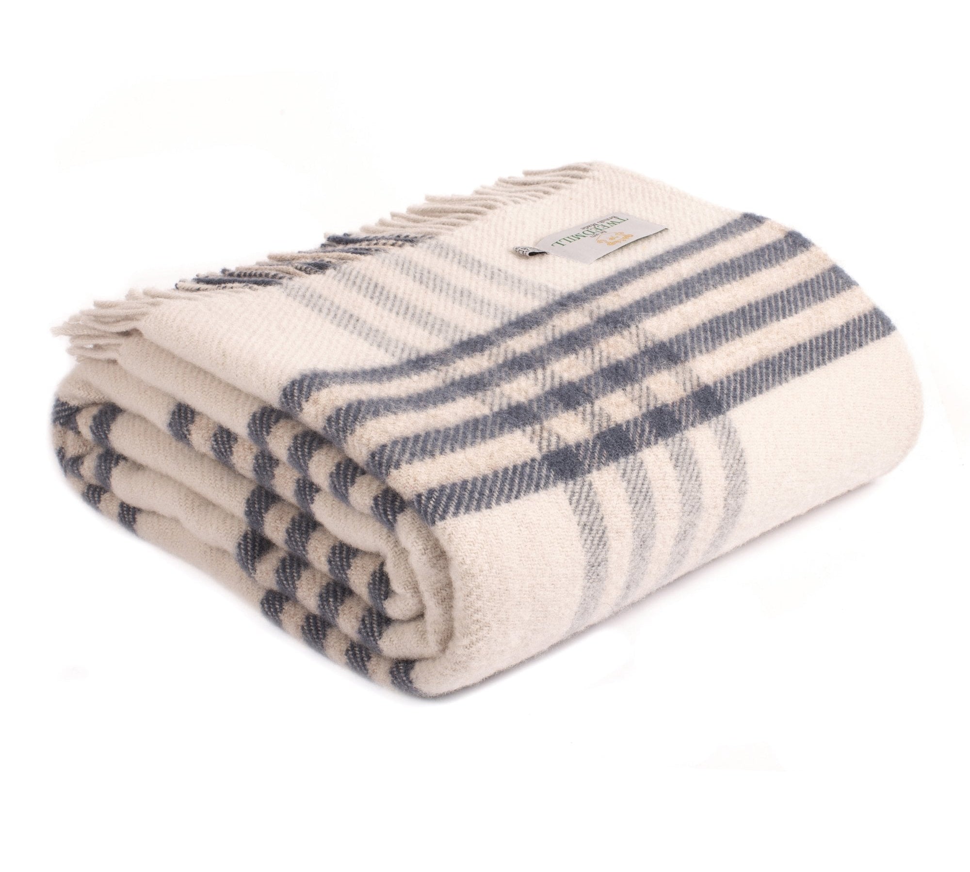 blue check wool throw Hex by Tweedmill 