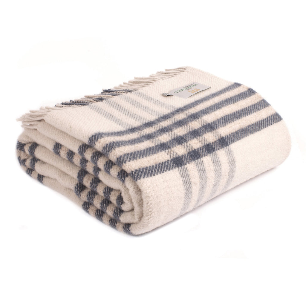 blue check wool throw Hex by Tweedmill 