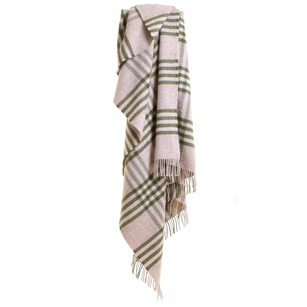 Tweedmill wool check throw Hex in olive green  Edit alt text