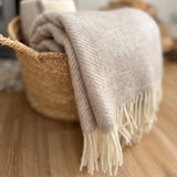 Tweedmill fishbone wool blanket in hazel 