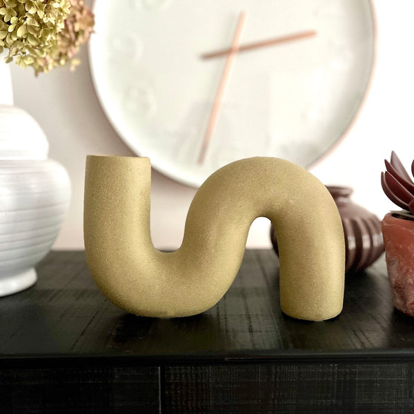 twisted green ceramic vase by HK Living