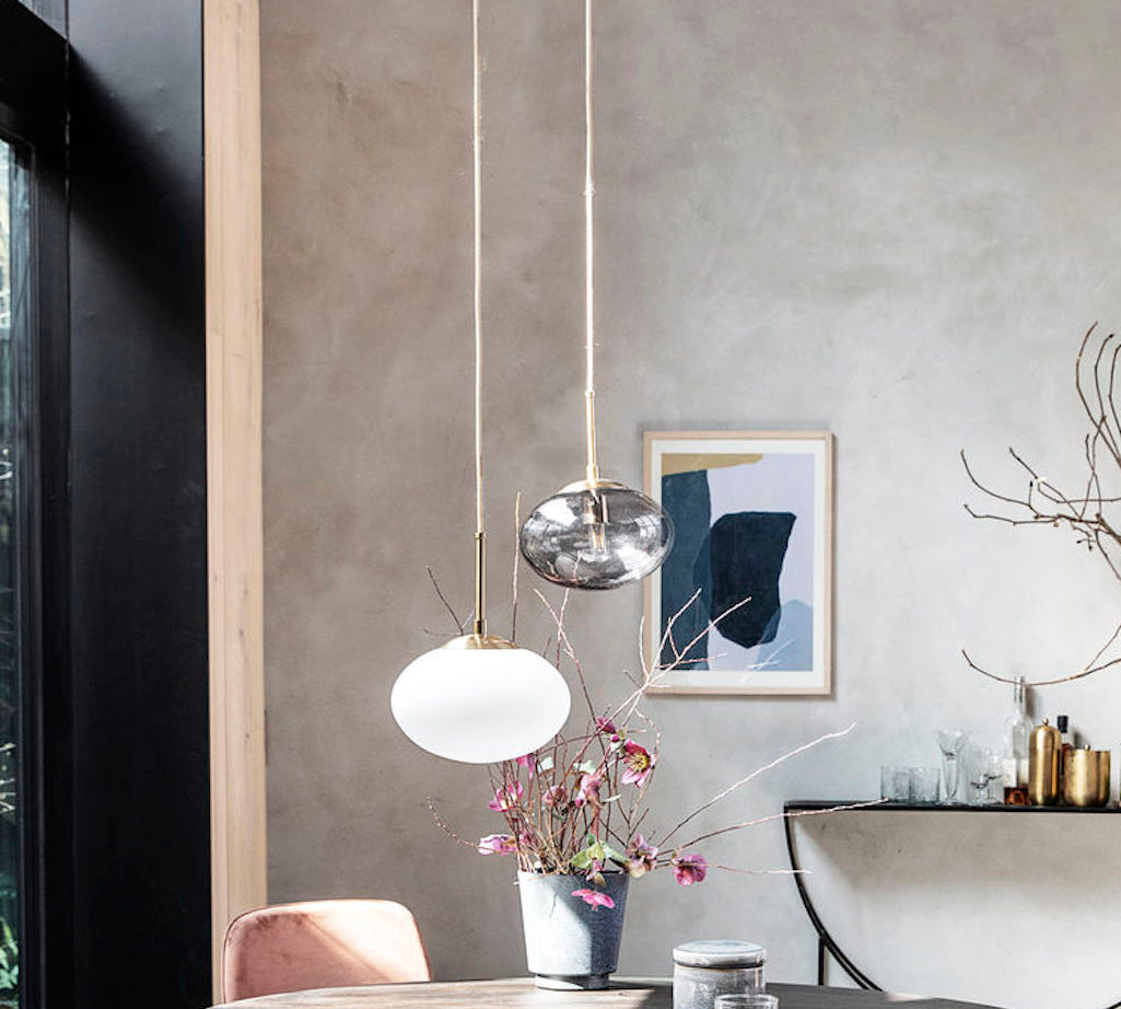 white and grey opal pendant light