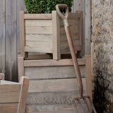 square natural wood planter 