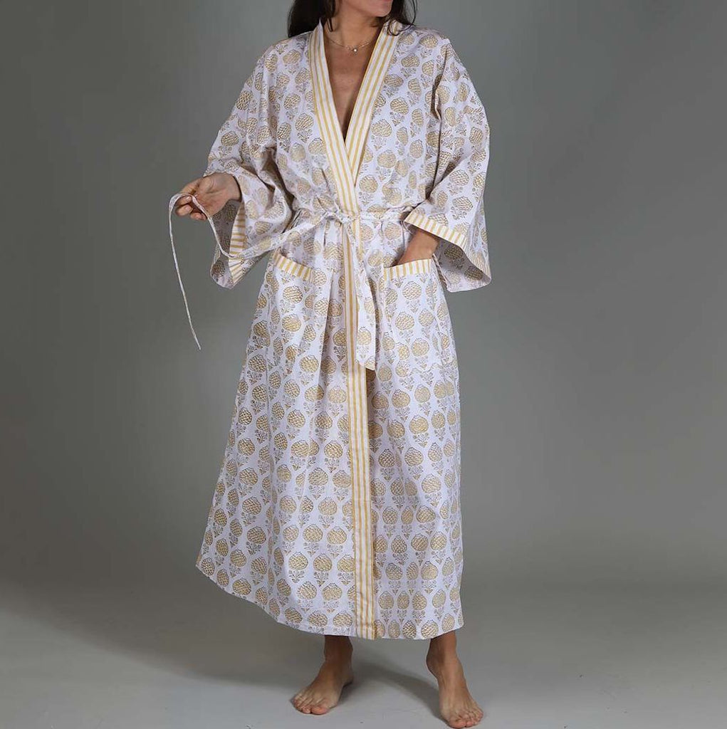 Poppy Cotton Dressing Gown | Kimono Robe